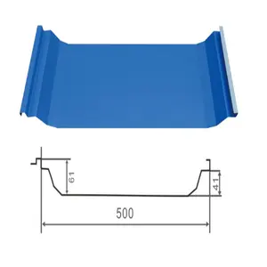 効果幅500mm波形亜鉛アルミニウムスタンディングシームルーフパネルRALカラー