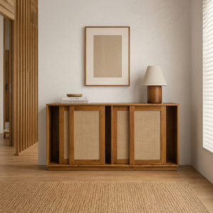 Luxury Eco-Friendly Japandi Teak Wood Scandinavian Buffet Cabinet <b>Sideboard</b> <b>Storage</b> for Bedroom Kitchen Home Hotel Restaurant - Product Image 1