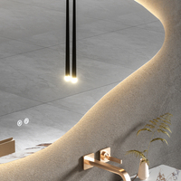 Meuble de salle de bain mural de luxe pour hôtel et villa, avec marbre, ensemble d'armoires de rangement modernes et miroir LED intelligent anti-buée