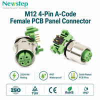 Connecteur femelle M12 4 broches à code A, étanche IP67, à souder sur circuit imprimé, prise industrielle pour panneau avec insert vert haute performance