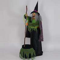 Nouveautés Halloween 2026 : Décoration de sorcière animatronique géante de 1,80 m avec bouche mobile et son