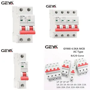 Giya gy8 250V 500V 800V 1000V 1200V C20 mcb迷你断路器价格/mcb 2极4极63A