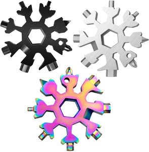 Outil multifonction flocon de neige 18-en-1 en acier inoxydable avec porte-clés, tournevis, ouvre-bouteille, portable pour l'extérieur - Product Image 2