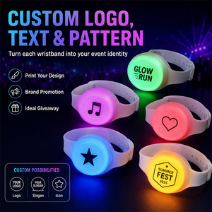 กำไลข้อมือ LED แบบชาร์จไฟได้ พิมพ์โลโก้ได้ตามต้องการ สายรัดข้อมือเรืองแสง ของขวัญสำหรับโปรโมชั่นการแสดงดนตรี - Product Image 1
