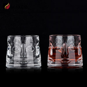 Toples lilin kaca borosilikat buatan tangan Eco, Tumbler wiski wajah Buddha kreatif mewah berbentuk 150ml kaca potret anggur transparan - Product Image 1