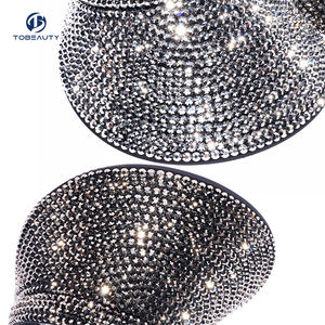 Chapeau de perles strass plein air mode pour femmes vente en gros visière vide diamant soleil visière - Product Image 5