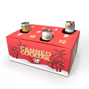 Custom Empty Christmas Canned Cocktail Advent Calendar Box Gift Packaging Box 12 Days Or 24 Days For Drink