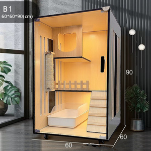 Hochwertiges Luxus-Katzenhaus aus Massivholz mit Sisal, Moderne Katzenvilla, Premium-Haustierkäfig für Innenbereich - Product Image 1