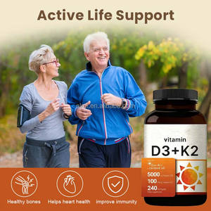 5000 IU D3 100 Mcg K2 MK-7 240 Softgels Duplo Selado UV Protegido De Terceiros Testado Adulto Uso Melhorado Densidade Óssea Vitamina - Product Image 2