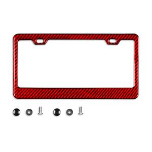 Marco de Matrícula de Fibra de Carbono Roja de Lujo 100% <span class=keywords><strong>Real</strong></span> con Logotipo Personalizado, Pedido Mínimo Bajo, Tamaño para Automóviles de EE. UU. - Product Image 1