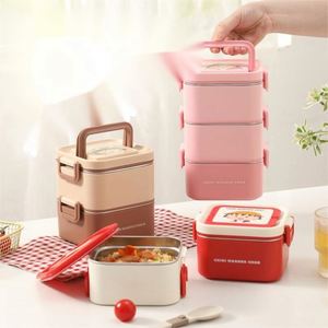 304 Stainless Steel Portable Insulated Adult Bento <b>Lunch</b> <b>Box</b> Set Dual Tier 2-Compartment Stackable Thermal BPA Free <b>Lunch</b> - Product Image 5