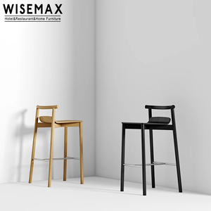 WISEMAX FURNITURE Chaise <span class=keywords><strong>de</strong></span> comptoir nordique moderne à dossier bas <span class=keywords><strong>Tabouret</strong></span> <span class=keywords><strong>de</strong></span> <span class=keywords><strong>bar</strong></span> haut en bois <span class=keywords><strong>de</strong></span> chêne naturel avec repose-pieds pour îlot <span class=keywords><strong>de</strong></span> cuisine Maison - Product Image 2