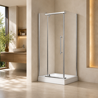 Cabine de douche d'angle carrée avec porte pivotante 900-1000mm, cadre chromé, verre trempé 8mm, douche à l'italienne, OEM, salle de bain moderne