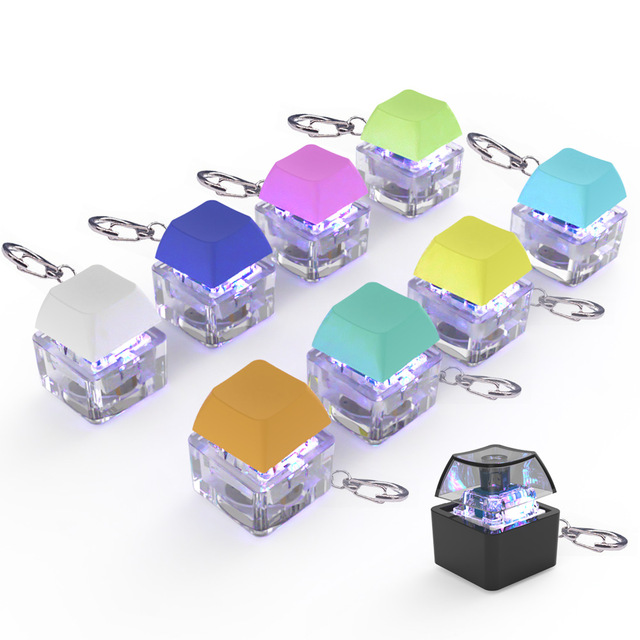 Clicker Fidget Keychain Switch Mechanical Keyboard Decompress Toy Button Stress Relief LED Keycap Switch Tester Unisex for Ages