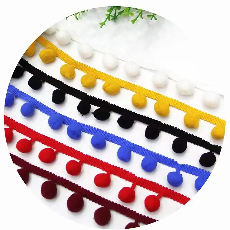 Bán buôn Polyester Linen Pompom TRIM Ren biên giới POM Trims