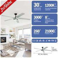 Ventilateur de plafond 1stshine 65 pouces avec pales en ABS, moteur DC silencieux, lustre moderne avec lumière LED