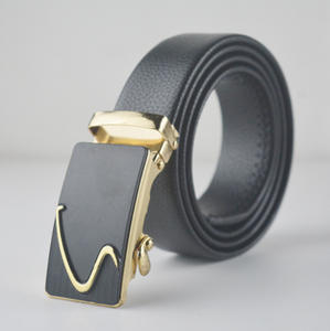 Cinturones Formales de Negocios y Ocio para Hombre, con Patrón de Litchi Negro, Hebilla Automática de Acero y Cuero Vacuno - Product Image 2
