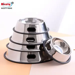 Feeders Best Selling Stainless Steel Dog Feeders Water Bowl Non-slip Pet Bowl With Hole