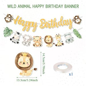 Bannière en papier suspendue pour fête d'<span class=keywords><strong>anniversaire</strong></span>, design personnalisé de dessins animés de sirènes, d'animaux de la jungle et de papillons, vente chaude de Nicro - Product Image 6
