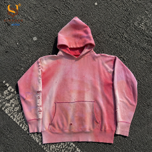 Sweat à capuche homme personnalisé, épais, vintage, délavé au soleil et à l'acide, coupe oversize, effet usé, uni, vierge, de créateur - Product Image 1