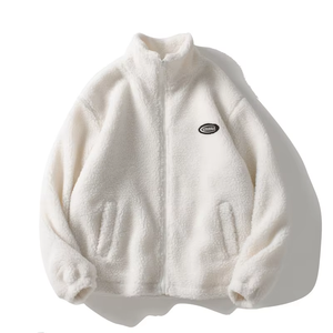 Custom 2025 Winter Oversized Solid Color <strong>Sherpa</strong> Jacket Casual Zippered <strong>Men's</strong> Hoodie Fleece Sherpas - Product Image 2