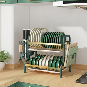 Égouttoir à vaisselle moderne avec plateau, taille L, séchage rapide, support de rangement pour assiettes et baguettes, forme carrée - Product Image 1