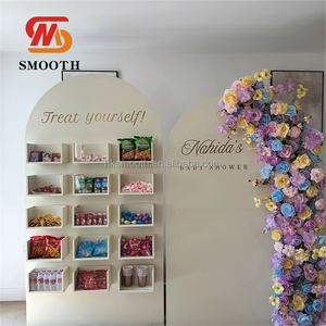 Support mural minimaliste en PVC arqué de 1,80 m pour bonbons et snacks, avec 12 compartiments, pour présentoir de desserts de mariage - Product Image 6