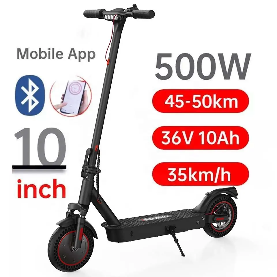 10 Inch Electric Scooter 500W Fold E Scooter 36v15Ah Adult Scooter 50-60km Endurance Waterproof