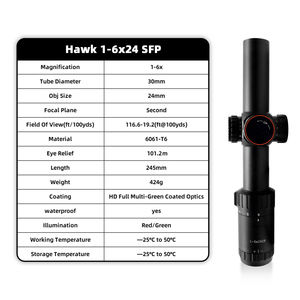 30mm 튜브 직경 및 ED 유리 광학 기능을 갖춘 Hawk 1-6X24 SFP 시차 보정 조명 전술 사냥 범위 - Product Image 2