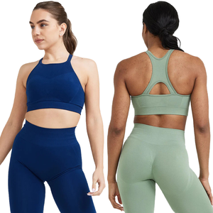 Soutien-gorge de sport réglable à maintien élevé pour femme, dos nageur, sans armatures, rembourré, sans couture, pour l'entraînement et le yoga, style débardeur - Product Image 1