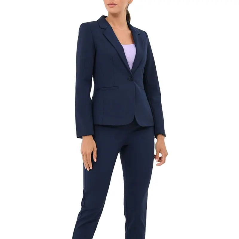 Office Lady Formal Notch Lapel Long Sleeve Suit Jacket Tailored Fit Shoulder Pads Casual Blazer