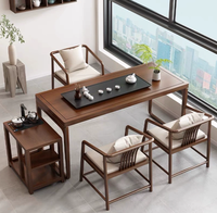 Balcon Table à thé et chaise Combinaison Style Kung Fu Home Study Bois massif Petit salon de thé Zen Nouveau design chinois