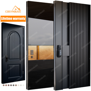 Portes pivotantes extérieures de sécurité modernes américaines en aluminium et acier, portes d'entrée principales pour appartements, maisons, villas de luxe - Product Image 5