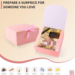 Hộp quà tặng tùy chỉnh với nắp màu hồng số lượng lớn với nơ ruy băng Phù Dâu đề nghị hộp cho Quà Tặng hộp giấy kraft - Product Image 2
