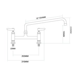 Grifo Mezclador de Cocina Contemporáneo, Cuerpo de Latón Sólido, Giratorio, Cromado, con Caño Largo para Fregadero y Uso en Hostelería - Product Image 2