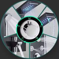 Vente chaude Brossé En Acier Inoxydable Mur Monté LED Panneau De Douche Robinets Thermostatiques Cascade Motif De Pluie En Céramique pour Hôtels