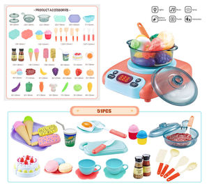 51pcs Pretend Play Music Light Spray Induction Cooker Simulation Tableware Kitchenware <b>Kitchen</b> <b>Food</b> <b>Toy</b> Cooking Set <b>for</b> Kids - Product Image 6