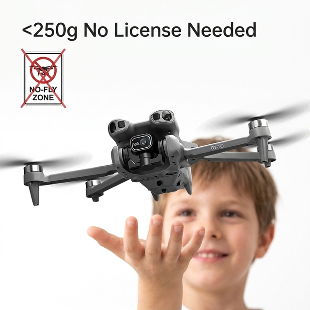GT50 Brushless Drone Under 250g No License Required Portable Toy Drone with Optical Flow Hover for Kids