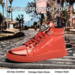 Chaussures montantes rétro confortables à lacets pour hommes, version coréenne, grande taille, style étudiant, sport et loisirs, semelle épaisse, effet miroir - Product Image 2