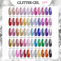 45 Couleurs Glitter Gel Vernis À Ongles Foncé Réfléchissant Disco Gel Gratuit OEM/ODM Échantillons Flash Sparkle UV Gel pour DIY Lampe LED Designer