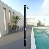 Colonne de douche solaire verticale haute pour extérieur, finition chromée, avec valve en céramique, jet de pluie, design à montage au sol pour jardin et plage