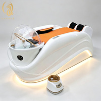 Chaise de shampooing inclinable pour salon de beauté et de coiffure Chuque, hydrothérapie de la tête, massage électrique, cuir, design imperméable