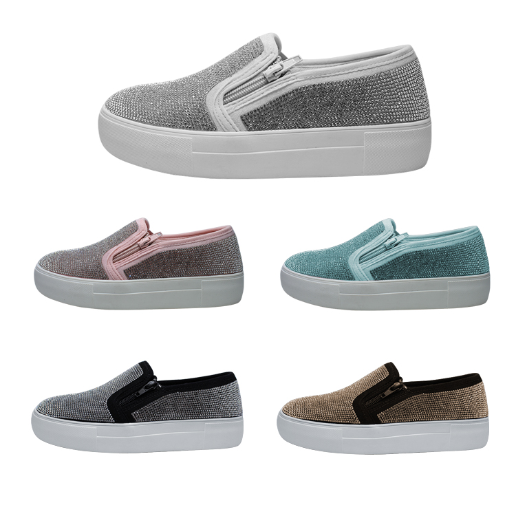 Оптовая продажа, высококачественные Заводские однотонные лоферы на плоской подошве из термопластичной резины, повседневные кроссовки на молнии