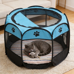 Tienda de Campaña Octogonal Ventilada para Gatos con Diseño Elevado para <span class=keywords><strong>Estancias</strong></span> Refrescantes en la Naturaleza en Verano - Product Image 1