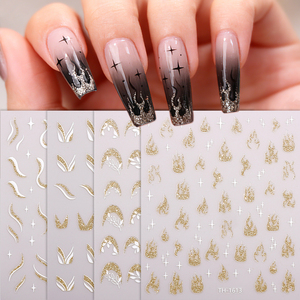 Autocollants <span class=keywords><strong>pour</strong></span> ongles en forme de vagues françaises de style égyptien, rayures dorées brillantes, autocollants <span class=keywords><strong>pour</strong></span> ongles autocollants <span class=keywords><strong>pour</strong></span> <span class=keywords><strong>manucure</strong></span> DIY - Product Image 3