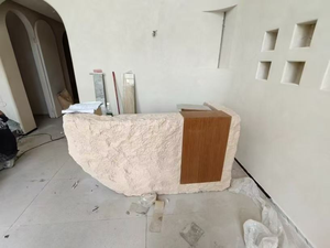 Mostrador de Recepción de Piedra Estilo Wabi Sabi Moderno, Textura de Roca Natural, para Salón de Belleza, Spa, Clínica, Hotel - Product Image 5