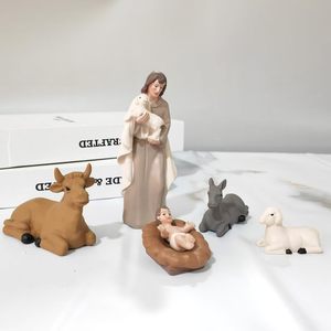 Vente en gros de figurines de la Sainte Famille en résine, ensemble de crèche de Noël, scène de la <span class=keywords><strong>naissance</strong></span> de Jésus, décoration religieuse, cadeau religieux - Product Image 4
