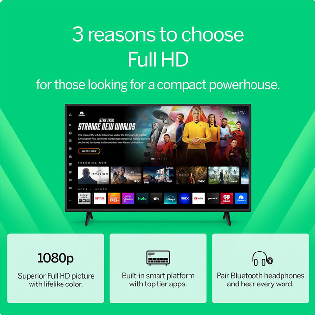 Smart TVs 43 Inch FHD 4K Android 13/14 with Customizable Resolution Built-In Speaker Wi-Fi & USB Black Home Theater Systems
