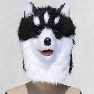 Máscara de Husky de Peluche, Talla Única, Disfraz de Halloween, Cosplay, Accesorio de Cabeza de Animal - Product Image 1