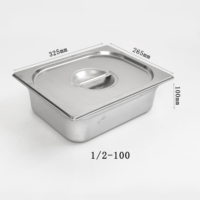 Bac GN en acier inoxydable épaissi toutes tailles 201/304 avec couvercle, pour restaurant commercial, hôtel, style américain/européen, bac de rangement alimentaire